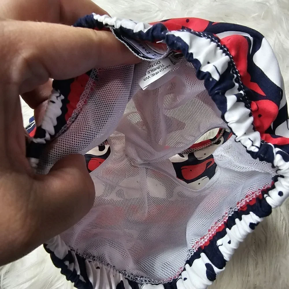 Mud Pie Red White Blue Whale Print Swim Trunk Baby Boy Size 0-6 Months Lined